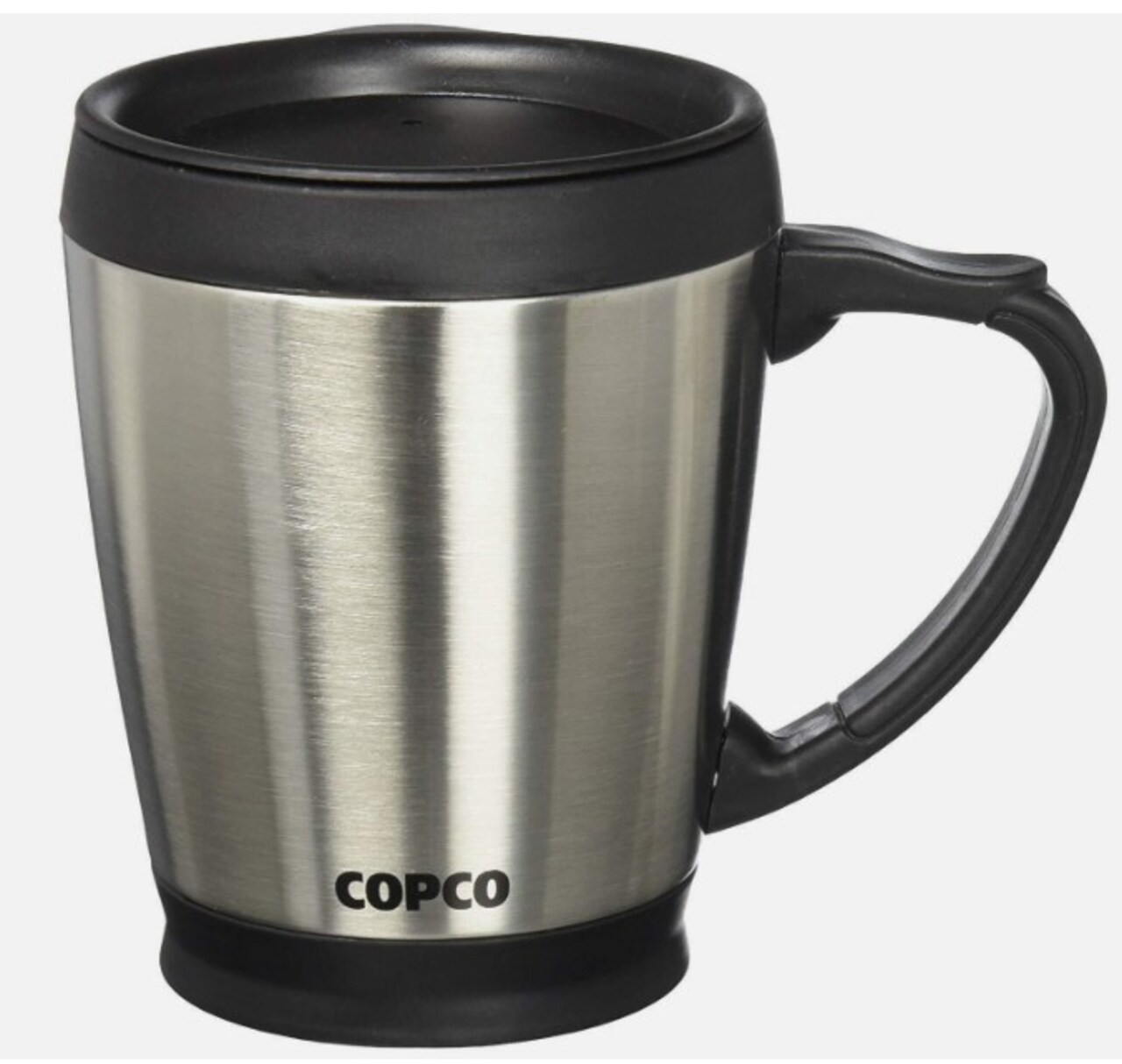 Silver Desktop Stainless Steel Coffee Mug With Easy Grip Handle 16 Oz